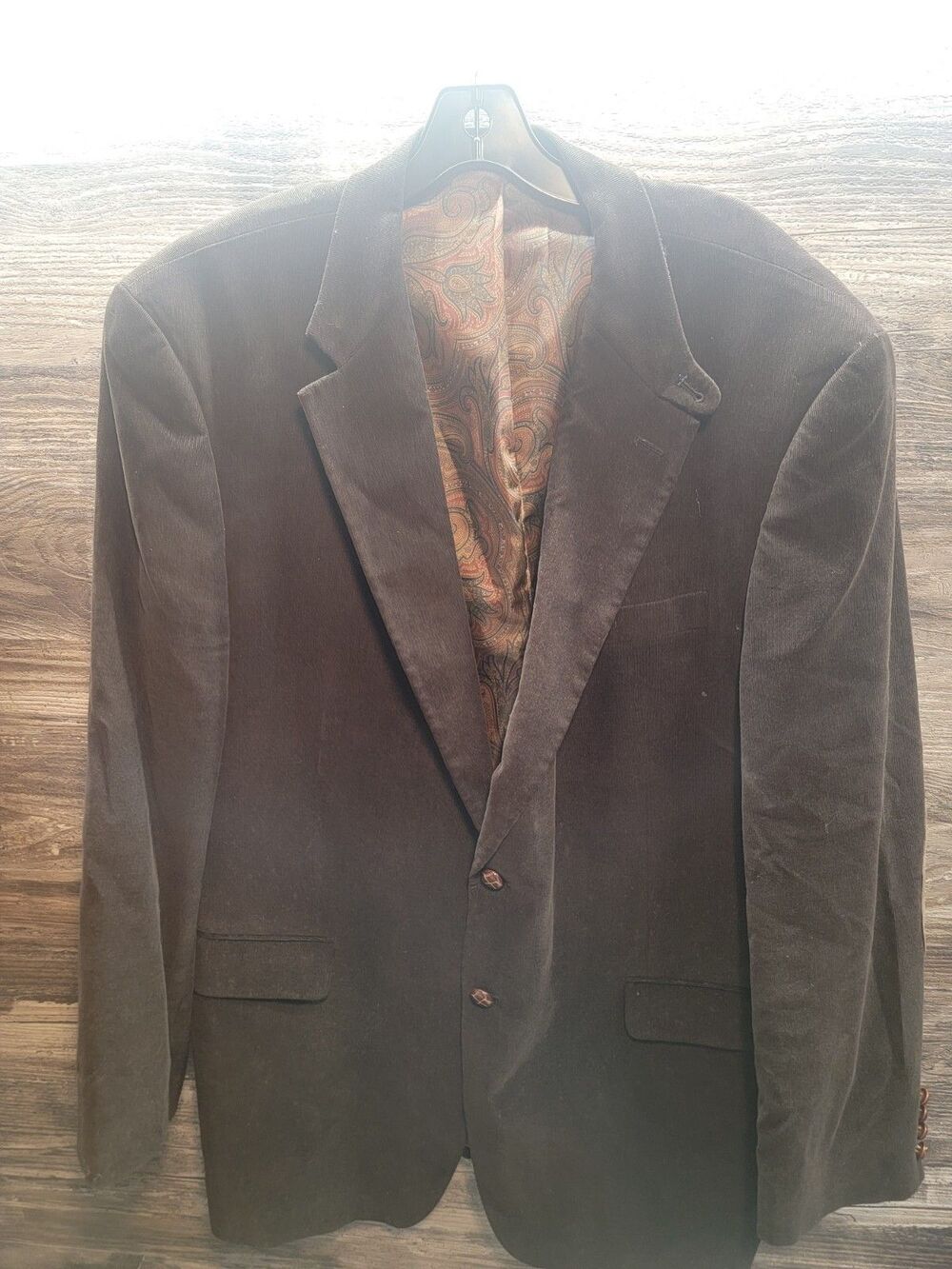 Vintage LRL Ralph Lauren Corduroy Blazer Mens 46L Brown Patches Prep Academia